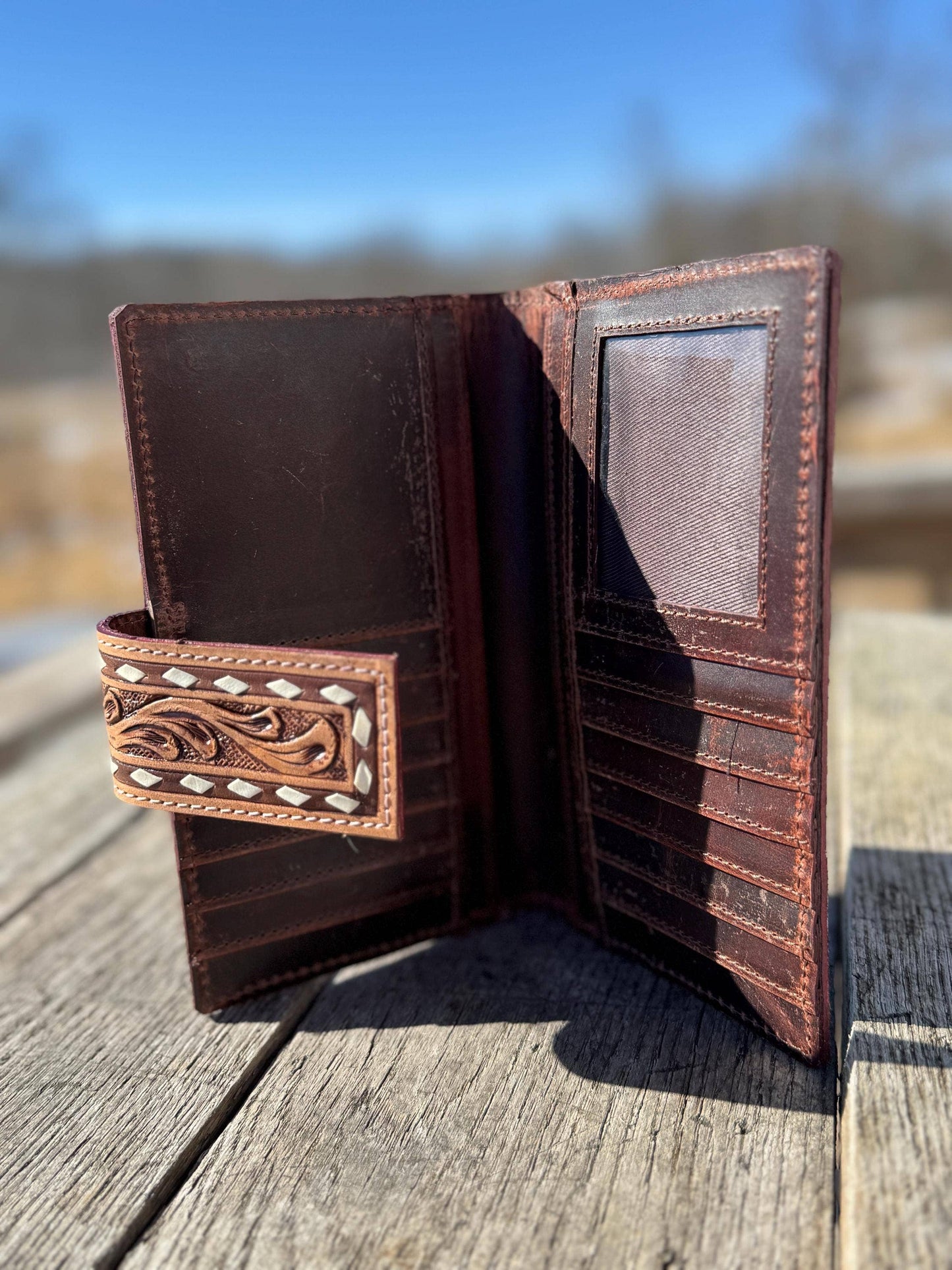 Genuine Western Cowhide Leather Purse and Wallet with details and fringe by Double B Wild Rags: Black