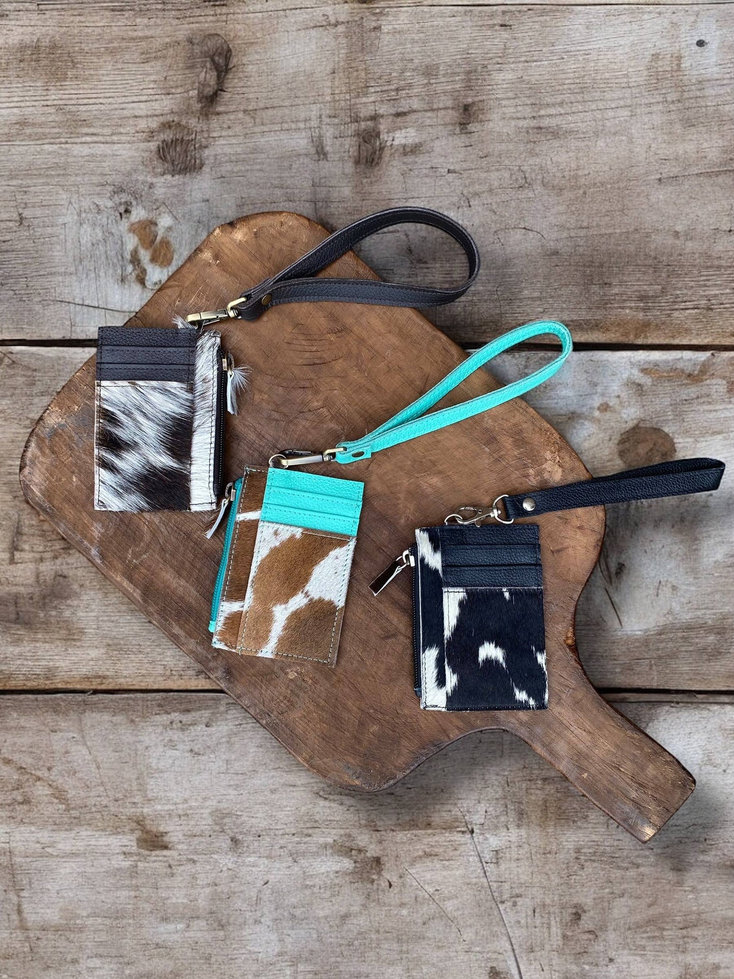 Wristlet Cowhide credit card : Brown