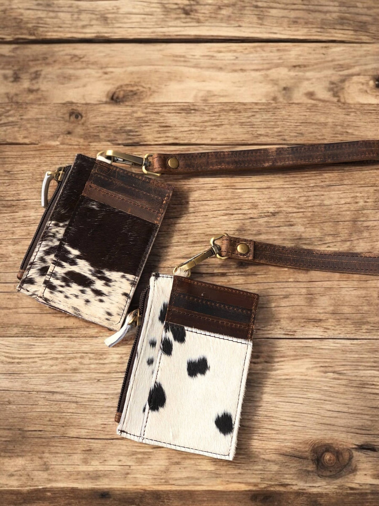 Cowhide Vintage Leather Card Wristlet