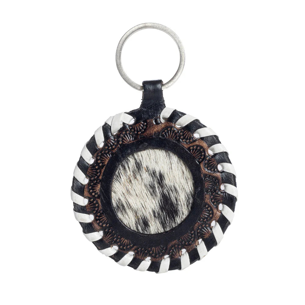 Leather and cowhide keychain