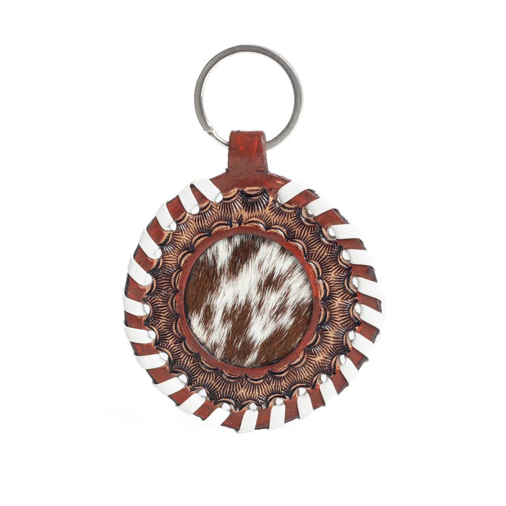 Leather and cowhide keychain