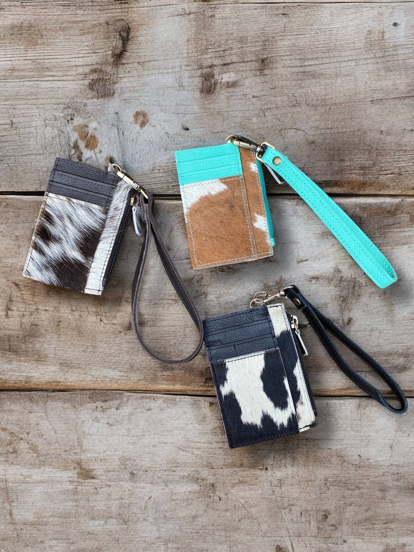 Wristlet Cowhide credit card : Brown