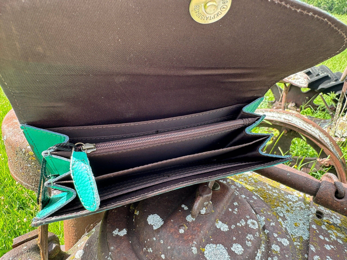 Genuine Western Leather Turquoise Purse and wallet set!