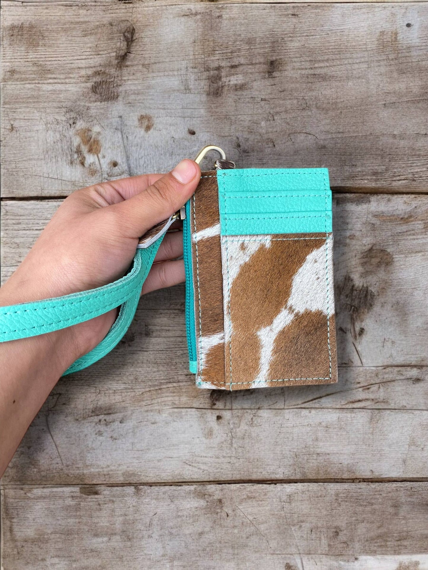 Wristlet Cowhide credit card : Black