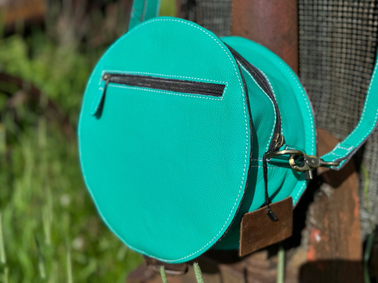 Genuine Western Leather Turquoise Purse and wallet set!