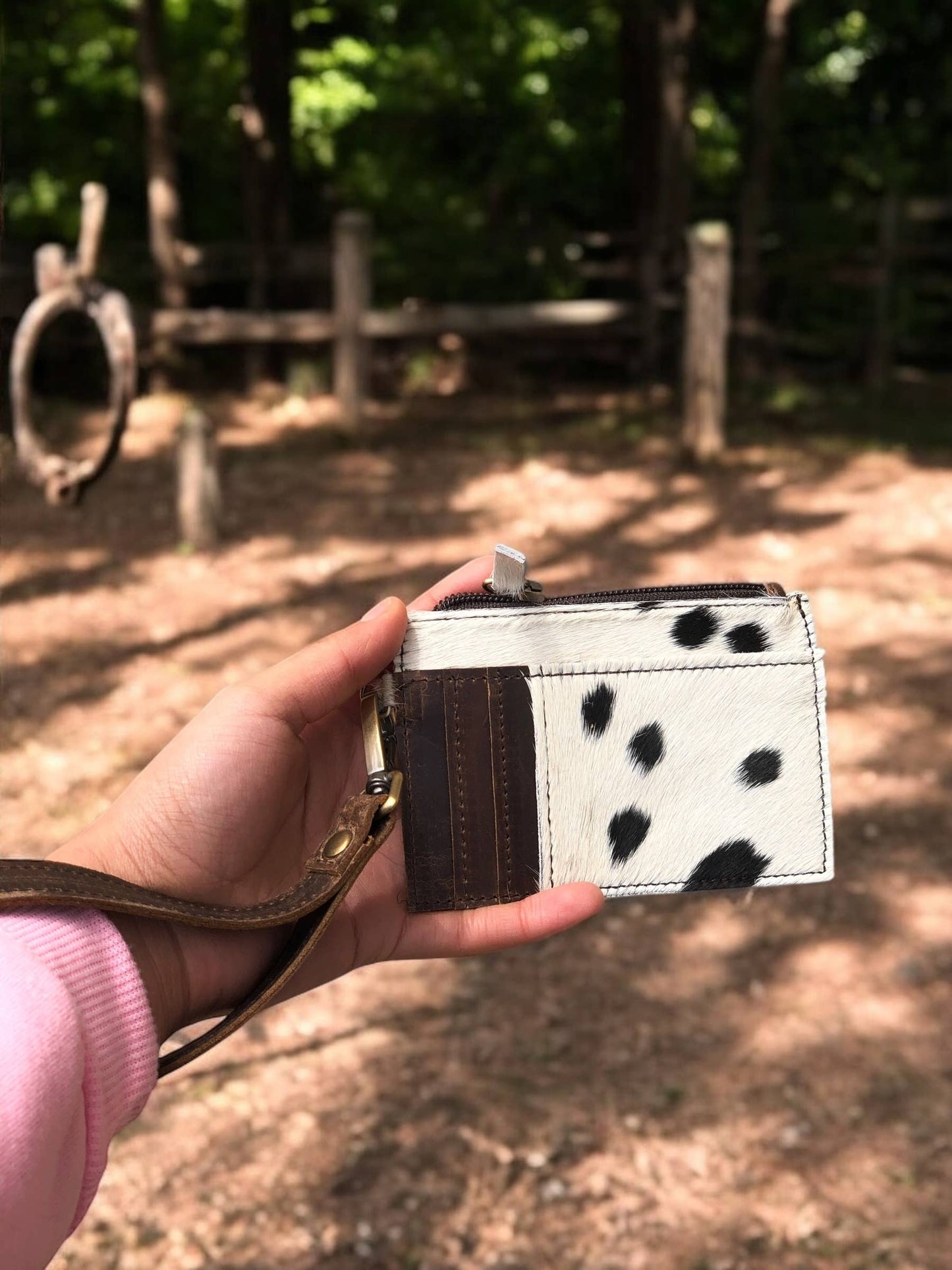 Cowhide Vintage Leather Card Wristlet