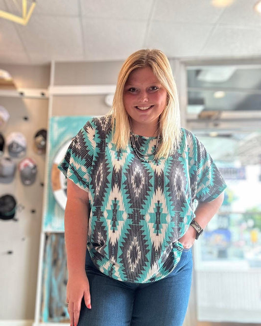 Blue Aztec Top
