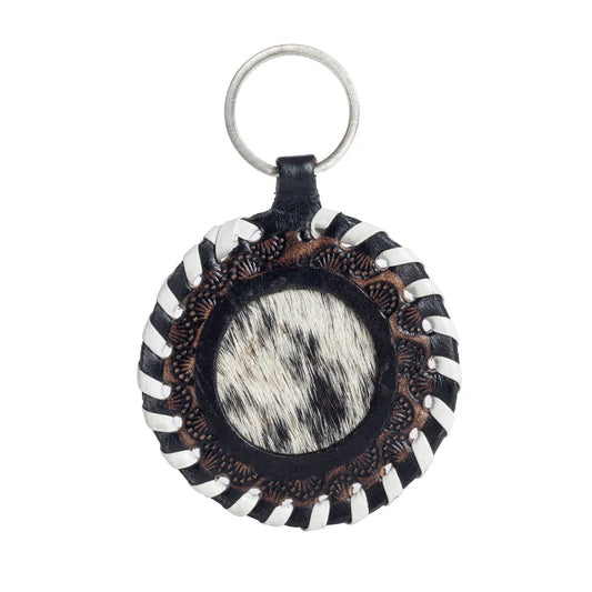 Leather and cowhide keychain