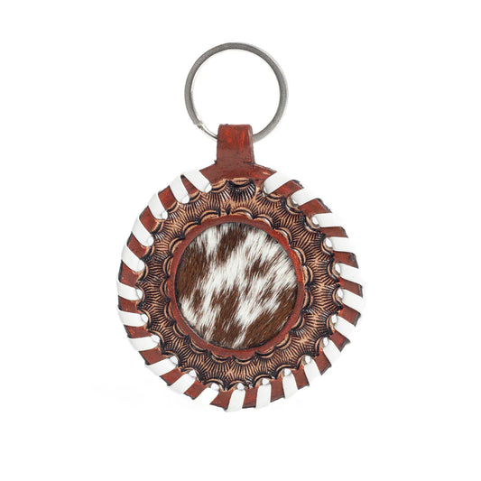 Leather and cowhide keychain